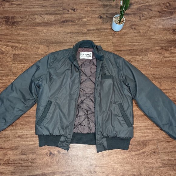 VINTAGE Gray Puffer Jacket MEN - Super Warm - Campus Brand - Picture 2 of 7